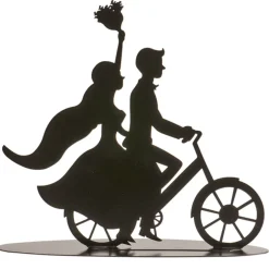 Topper para Tarta Metálico Pareja en Bicicleta 18 cm