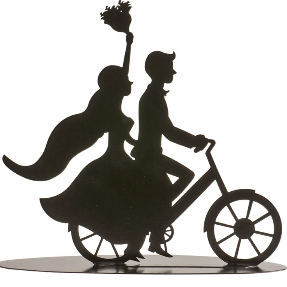 Topper para Tarta Metálico Pareja en Bicicleta 18 cm