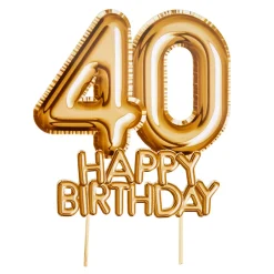 Topper para Tartas 40 Cumpleaños Oro