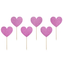 Toppers para Dulces Corazones Fucsias 6 ud