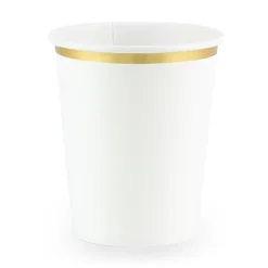 Vasos Comunión Blancos con Borde Dorado 6 ud