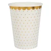 Vasos de Papel Blancos y Dorados 10 ud
