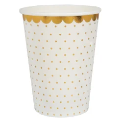 Vasos de Papel Blancos y Dorados 10 ud