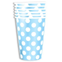 Vasos de Papel Celestes con Lunares 350 ml 6 ud