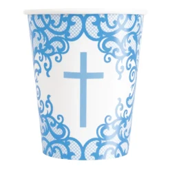 Vasos de Papel Comunión Azul 8 ud