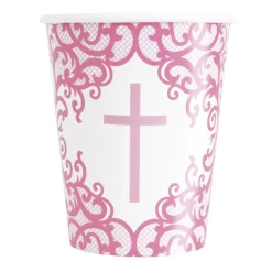 Vasos de Papel Comunión Rosa 8 ud