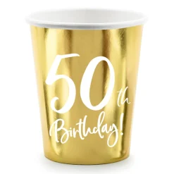 Vasos de Papel Dorados 50 Años 6 ud