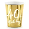 Vasos de Papel Dorados 40 Años 6 ud