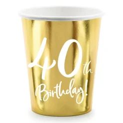Vasos de Papel Dorados 40 Años 6 ud