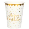 Vasos de Papel Happy Birthday Gold 10 ud