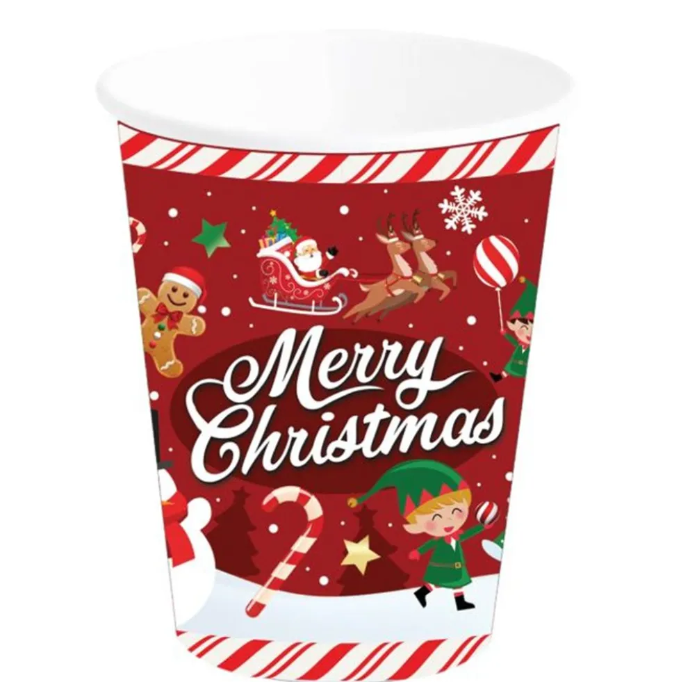 Vasos Desechables Merry Christmas 240 ml - 6 ud