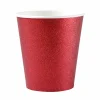Vasos Rojos con Purpurina 10 ud