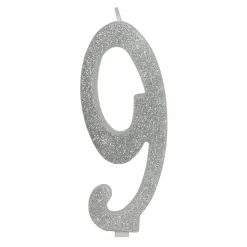 Vela Brillante Plata Nº 9 12 cm