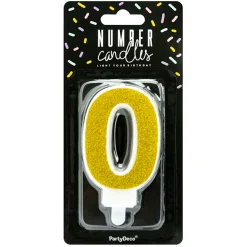 Vela Cumpleaños Dorada Número 0 - Partydeco