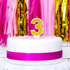 Vela Cumpleaños Dorada Número 3 - Partydeco
