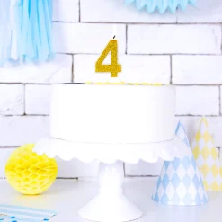Vela Cumpleaños Dorada Número 4 - Partydeco