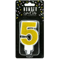 Vela Cumpleaños Dorada Número 5 - Partydeco