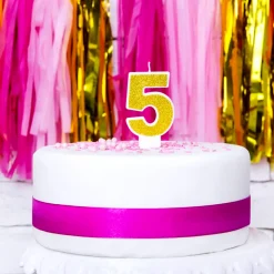 Vela Cumpleaños Dorada Número 5 - Partydeco