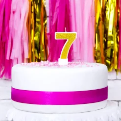 Vela Cumpleaños Dorada Número 7 - Partydeco