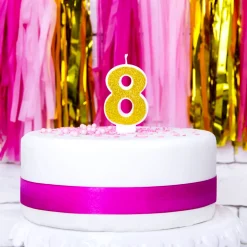 Vela Cumpleaños Dorada Número 8 - Partydeco