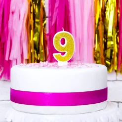 Vela Cumpleaños Dorada Número 9 - Partydeco