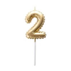 Vela Cumpleaños Globo Dorada - Número 2