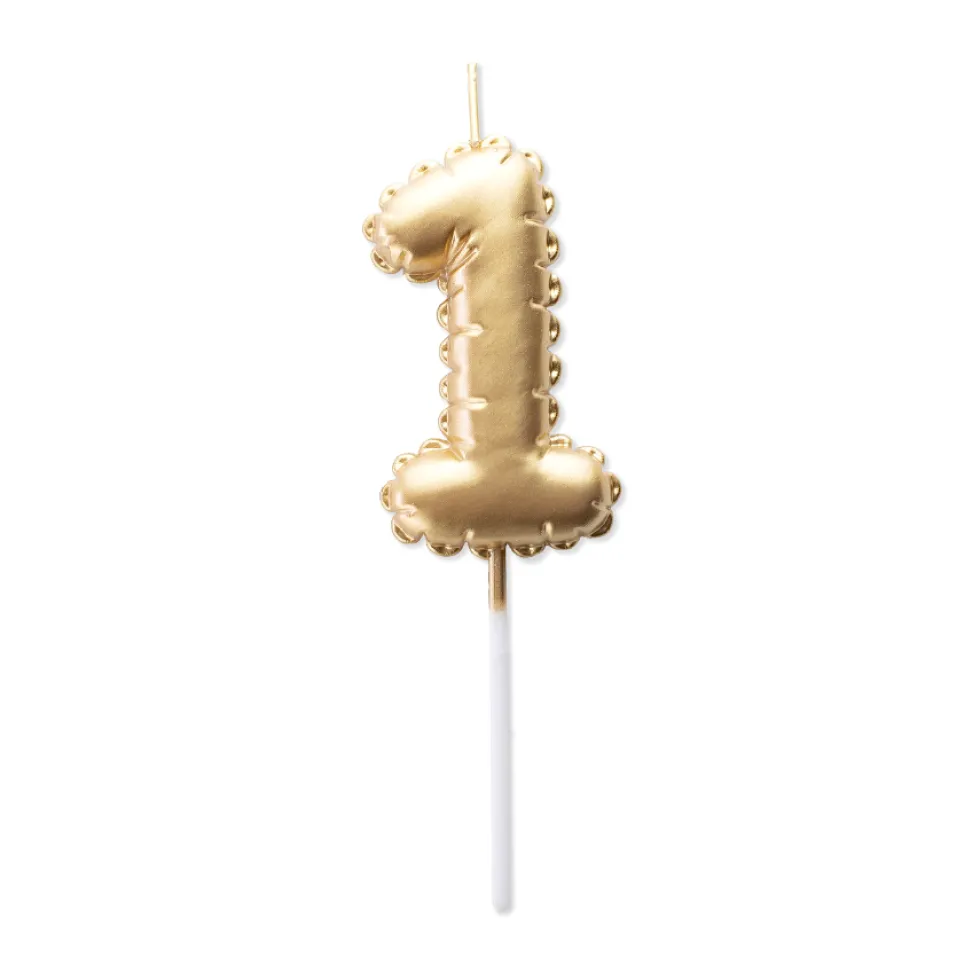 Vela Cumpleaños Globo Dorada - Número 1