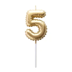 Vela Cumpleaños Globo Dorada - Número 5