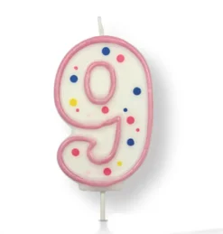 Vela de Cumpleaños 9 Rosa