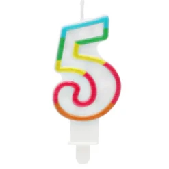 Vela Multicolor Número 5 con Purpurina