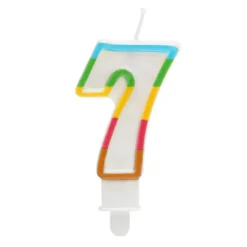 Vela Multicolor Número 7 con Purpurina