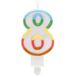 Vela Multicolor Número 8 con Purpurina