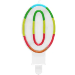 Vela Multicolor Número 0 con Purpurina