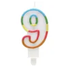 Vela Multicolor Número 9 con Purpurina
