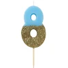 Vela Nº 8 Azul y Dorada 12 cm