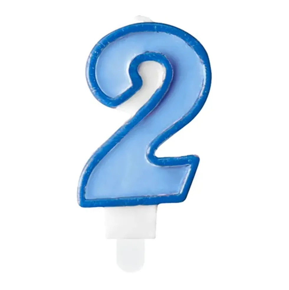 Vela Número 2 color Azul 6 cm - Partydeco
