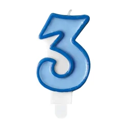 Vela Número 3 color Azul 6 cm - Partydeco