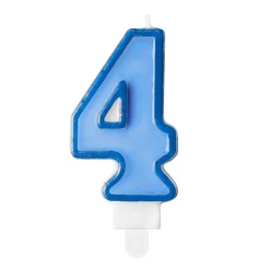 Vela Número 4 color Azul 6 cm - Partydeco