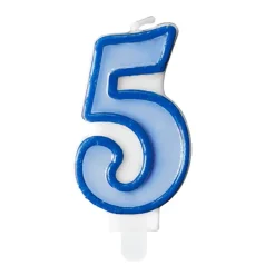 Vela Número 5 color Azul 6 cm - Partydeco