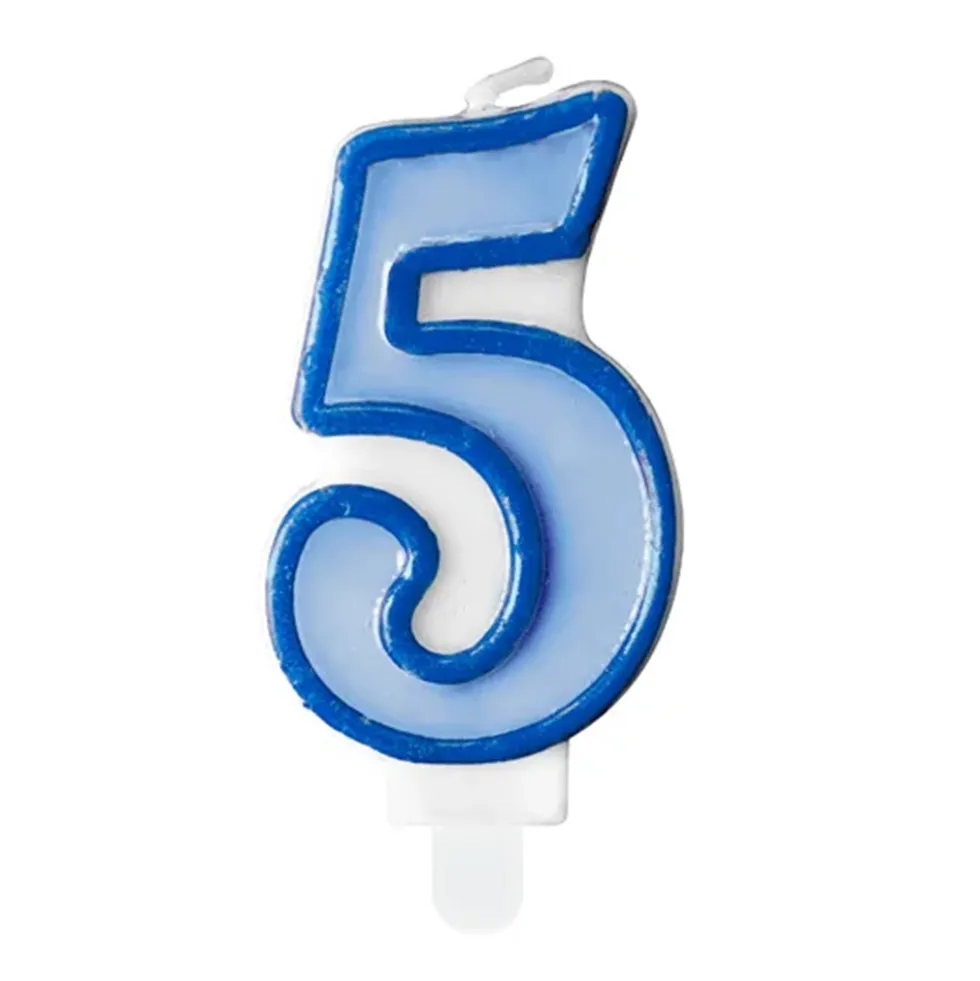 Vela Número 5 color Azul 6 cm - Partydeco