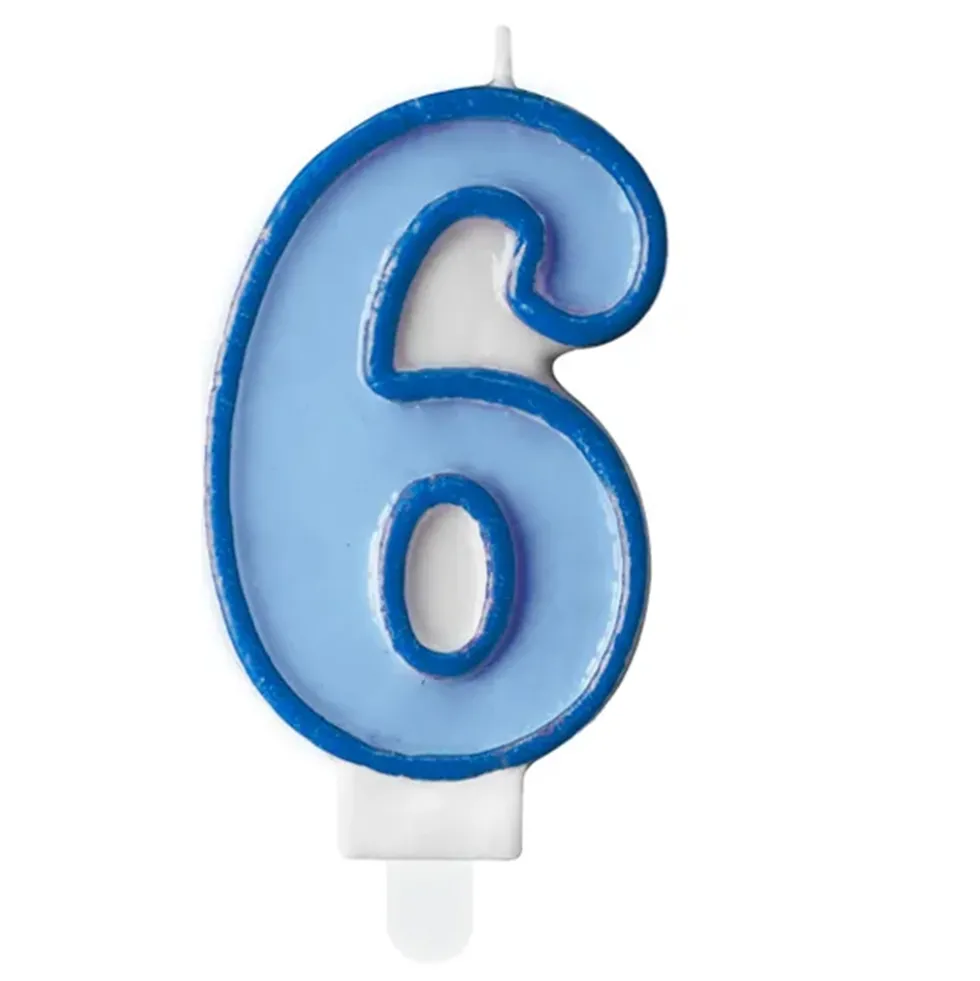 Vela Número 6 color Azul 6 cm - Partydeco