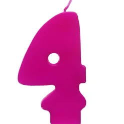 Vela Número 4 color Fucsia 6cm