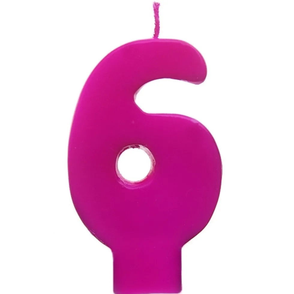 Vela Número 6 color Fucsia 6cm