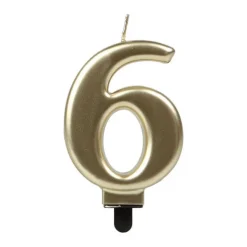 Vela Número 6 Dorada 7 cm
