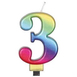 Vela Número 3 Rainbow 7 cm