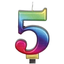 Vela Número 5 Rainbow 7 cm