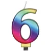 Vela Número 6 Rainbow 7 cm
