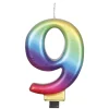 Vela Número 9 Rainbow 7 cm