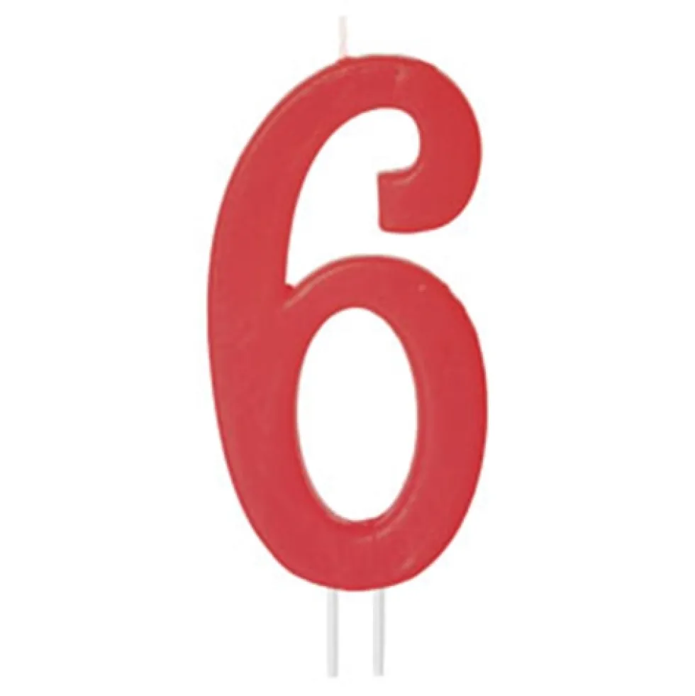 Vela Número 6 Roja 12cm