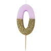 Vela Nº 0 Rosa Claro y Dorada 12 cm